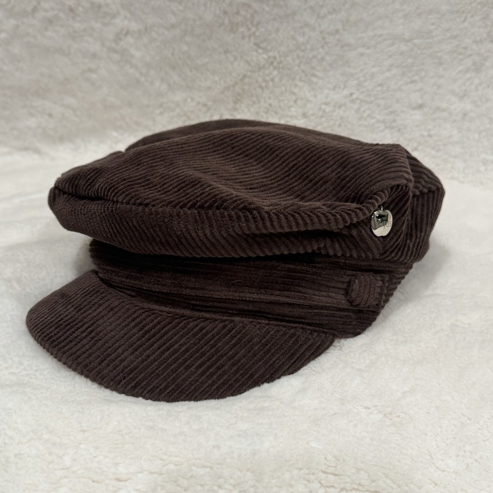 The Beatles 2010 Hat Cap Fitted Mens M Brown Corduroy Retro Apple Newsboy